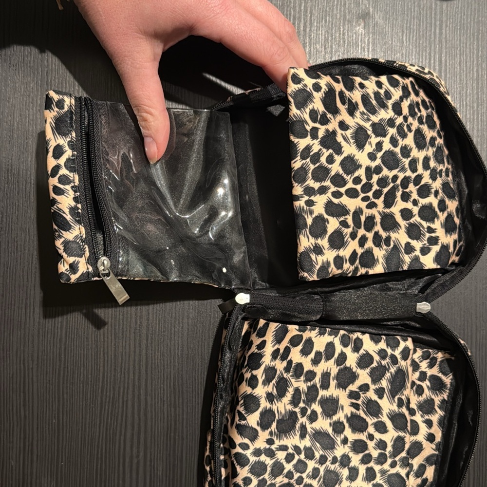 Leopard Print jewelry bag with pockets